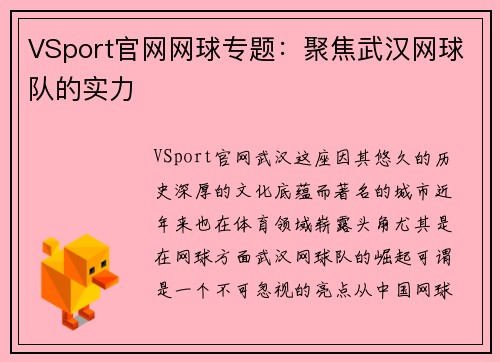 VSport官网网球专题：聚焦武汉网球队的实力