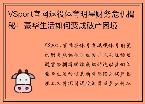 VSport官网退役体育明星财务危机揭秘：豪华生活如何变成破产困境
