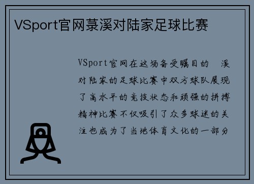 VSport官网菉溪对陆家足球比赛