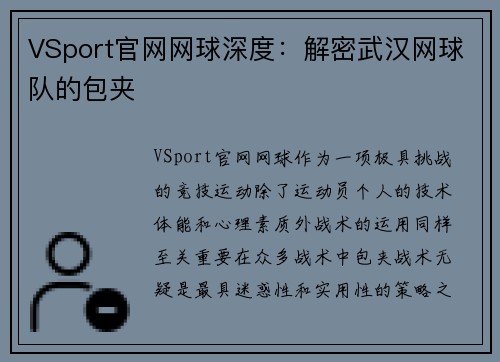 VSport官网网球深度：解密武汉网球队的包夹